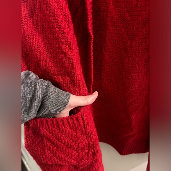 Candies Open Front Cardigan Women’s Small Red Cable Knit Christmas Holiday - Picture 5 of 7